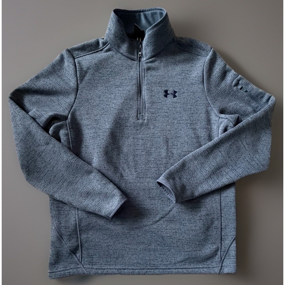 Under Armour Long Sleeve 1/4 Quarter Zip Pullover Logo Blue Loose Medium JBHS